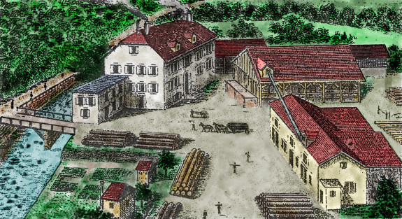 Sägewerk und Holzhandlung um 1900